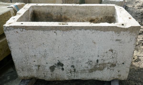 Antique trough in stone by Alain Bidal Antique Materials in Provence as an ecological and rustic planter.