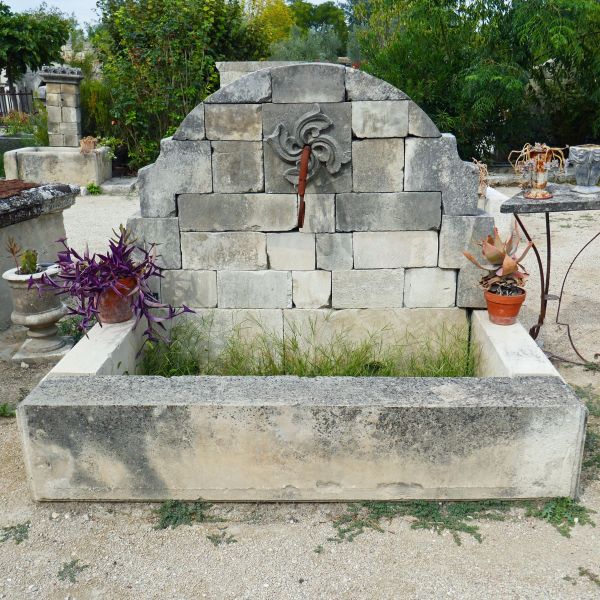 Large fountain - outdoor fountain with rectangular basin, Craft made basin.