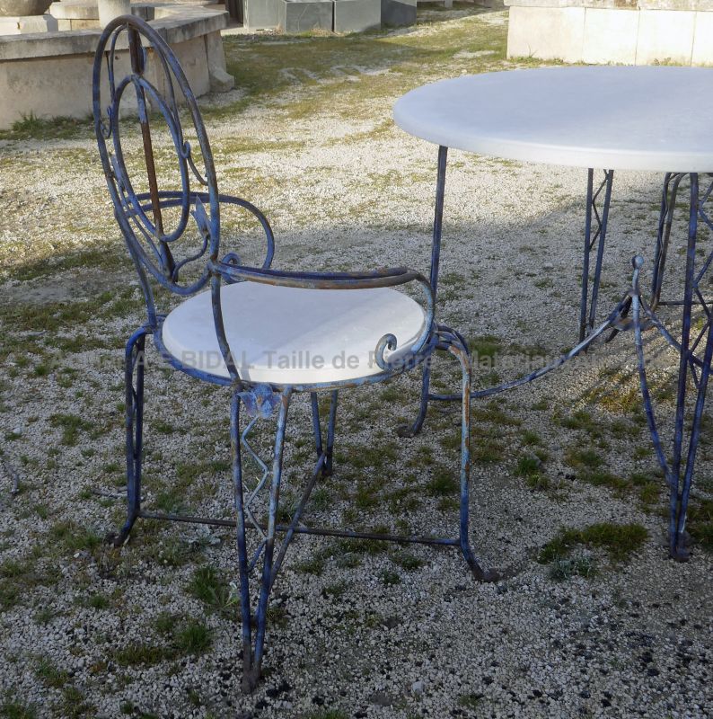 Mobilier en fer forgé et pierre pour extérieur - Atelier Alain BIDAL (Provence)