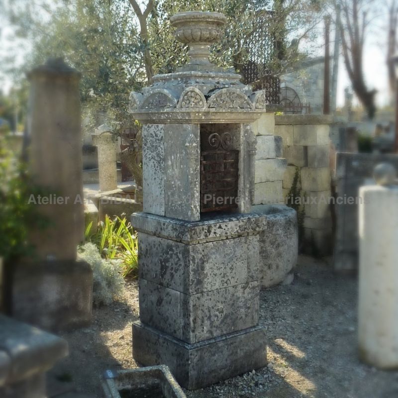 Ancient French Oratory in patinated stone ǀ Antique Materials Alain Bidal in Provence.
