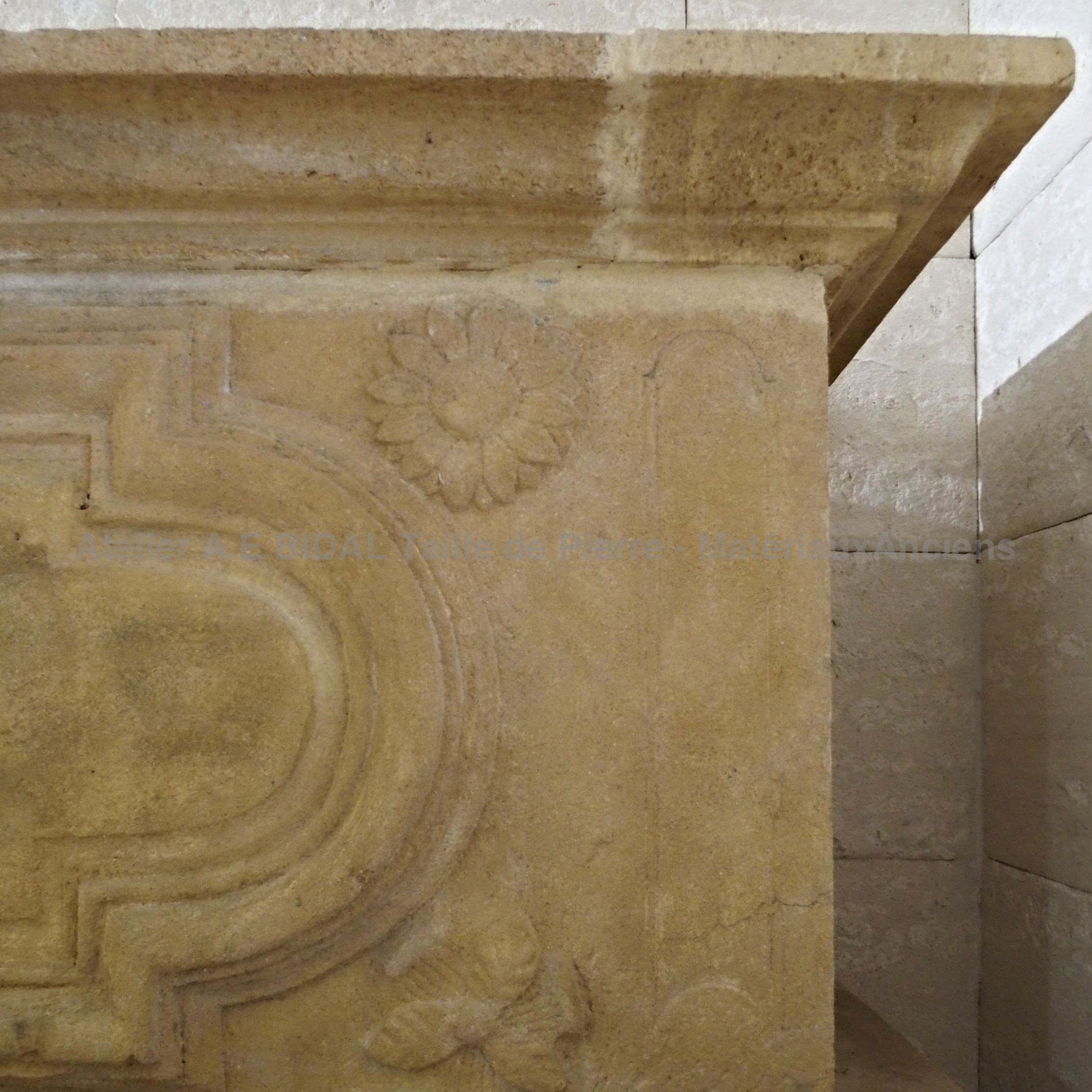 Fireplace with overmantle : Details of photograph.