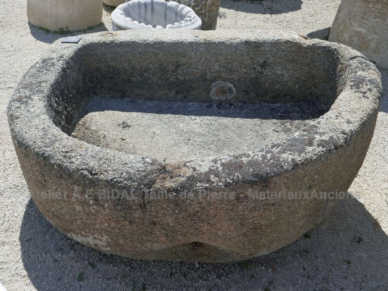 Large antique granite trough - Massive stone trough as outdoor ornament.
