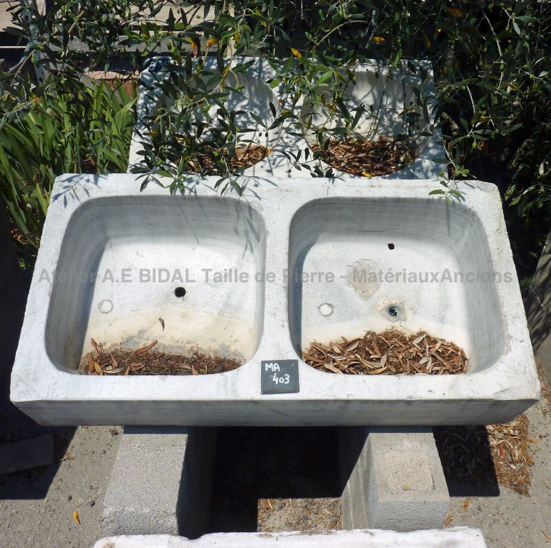 Stone washbasin - a double basin made of old materials.