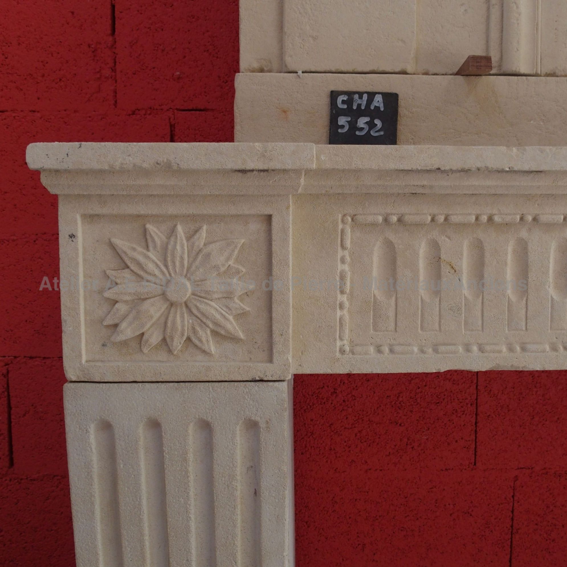 Old fireplace decorated with moldings - elegant fireplace with overmantle