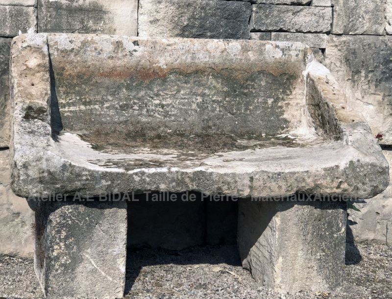Antique Stone Bench ǀ Antique Garden Bench in Stone ǀ Alain BIDAL Antique Materials