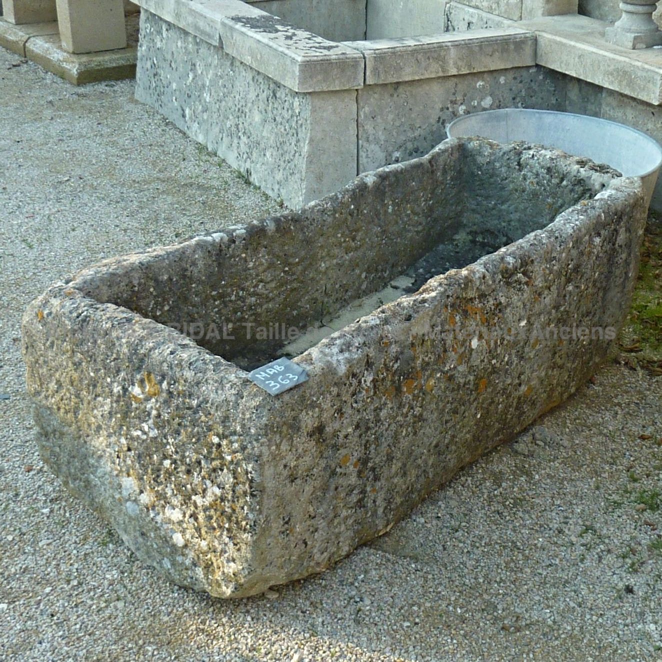 Long antique rectangular stone trough with a rustic appearance ** SOLD