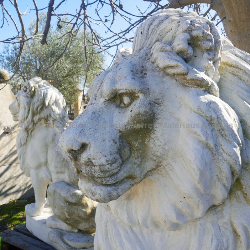 Statues de lions en pierre pour une décoration extérieure pleine de caractère !