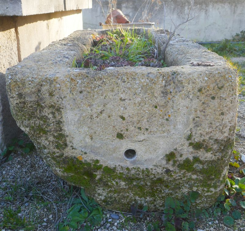 Rustic stone planter - Antique stone trough for sale at Alain Bidal Antique Materials in Provence