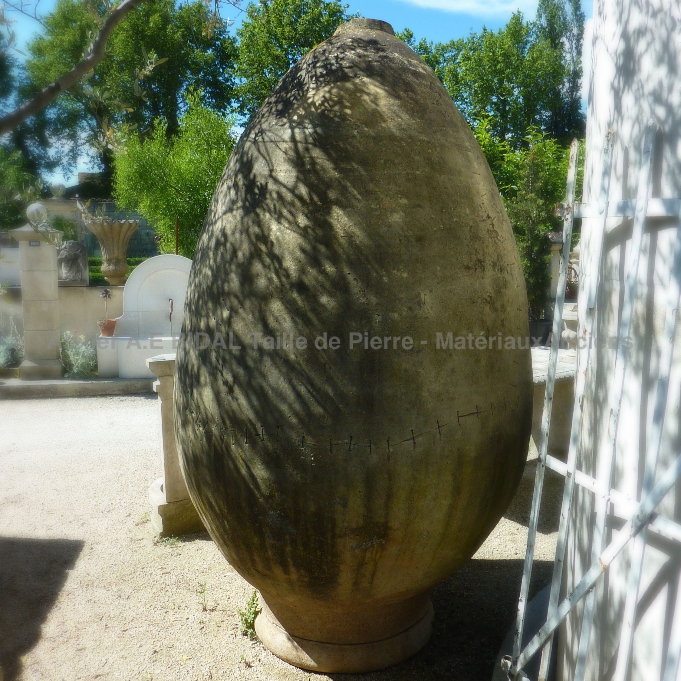 Old jar for outdoor decoration.