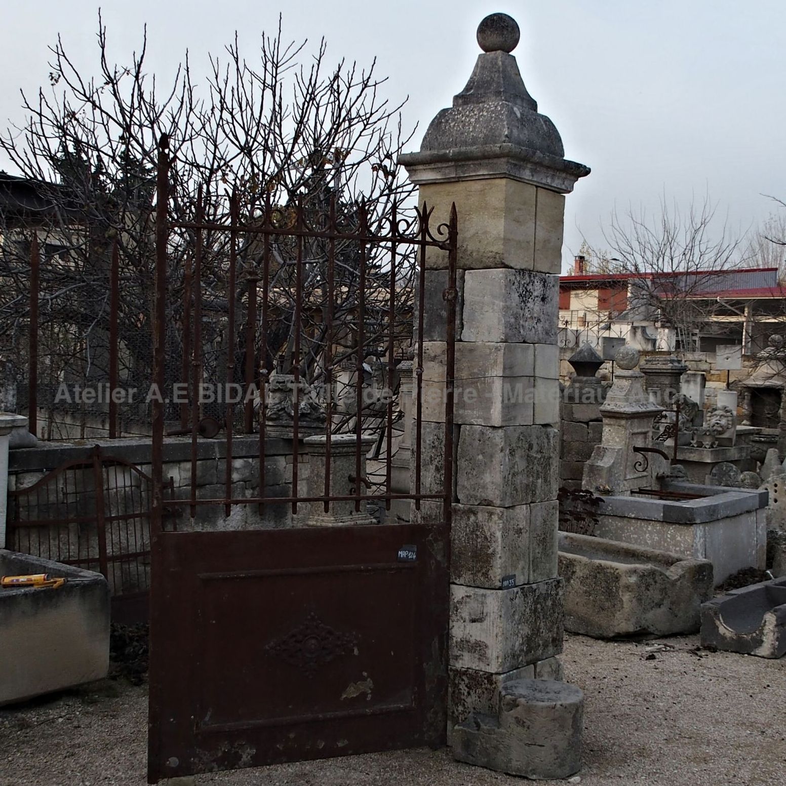 Old pillar exposed on our showroom in Provence - old pillar for wrought iron gate for example.
