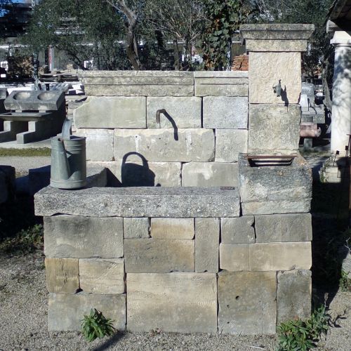 Beautiful stone and wrought iron wall fountain | Antique fountain of Provence full of charm for the decoration of the garden
