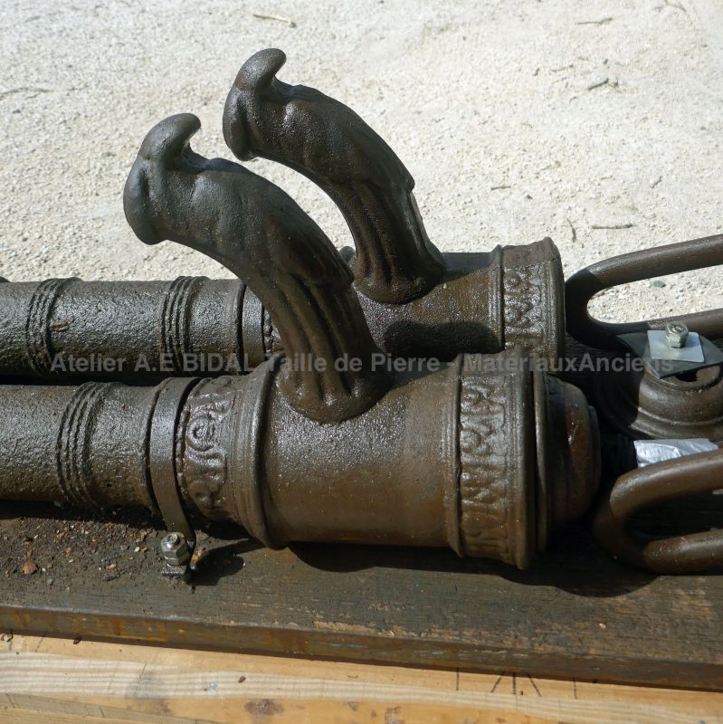 Old manual cast iron pumps for outdoor decoration by Atelier Alain BIDAL