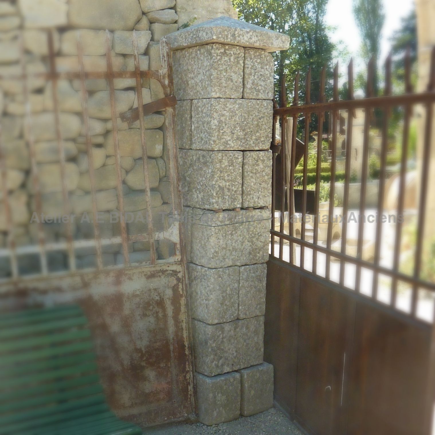 Ancient pillars for entrance - old stone pillar.