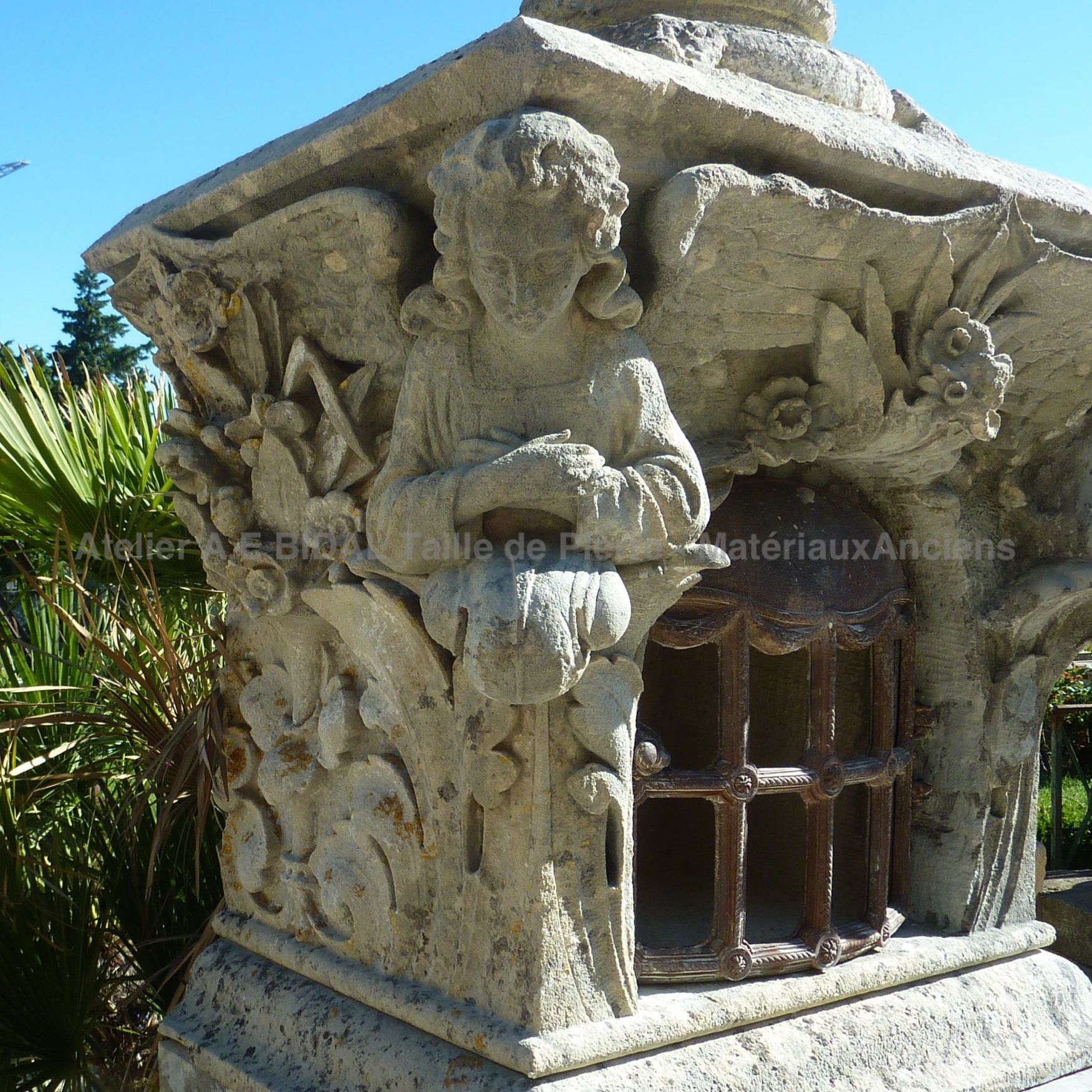 Oratory made of carved stone - Old religious elements.