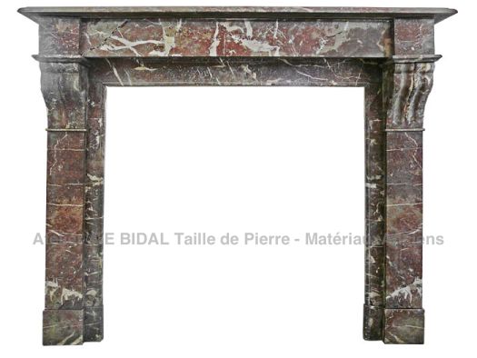 Cheminée marbre brèche de style Napoléon III - cheminée ancienne en marbre.