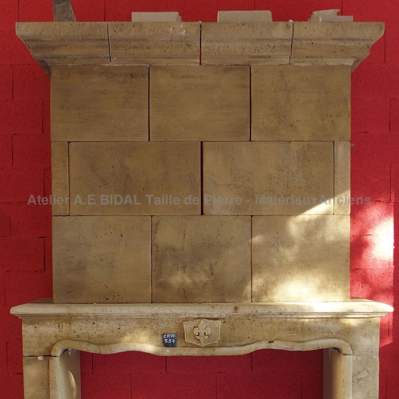 Old fireplace - a stone fireplace made during the reign of King Louis XV.
