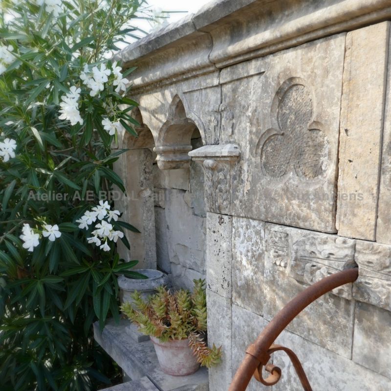Fountain made of antique stones with a Gothic style inspiration ** SOLD