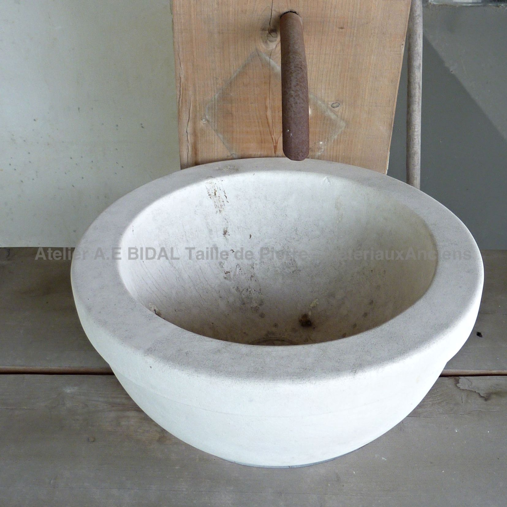 Round stone trough - craftmade white stone basin.