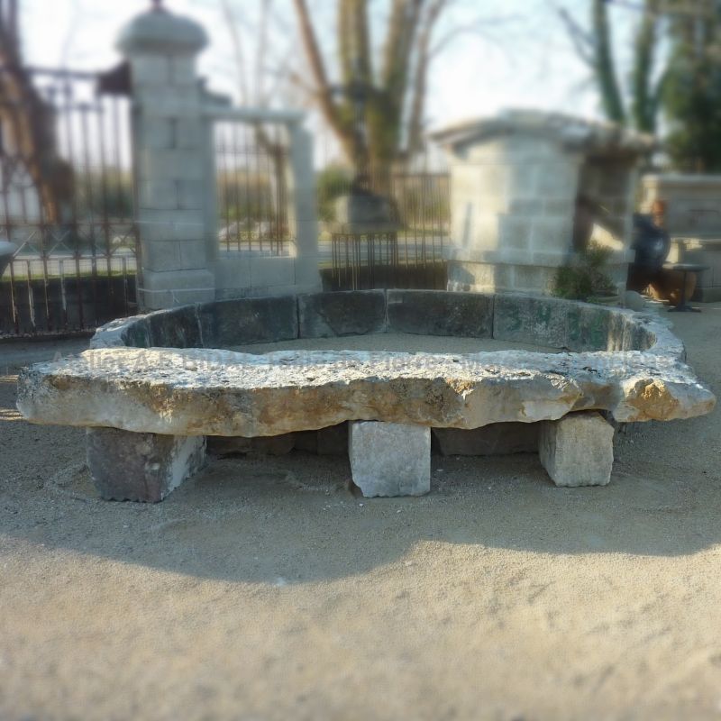 Old Stone Bench ǀ Antique Garden Bench in Stone ǀ Alain BIDAL Antique Materials