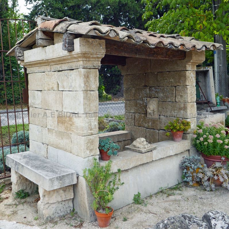 Beautiful large garden fountain | Stone fountain crafted on the model of an old wash house.