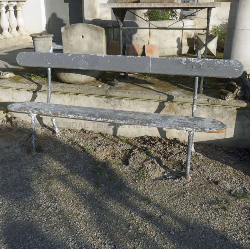 Banc de Jardin en bois et pieds en fonte XIXème - Atelier Alain BIDAL (Provence)