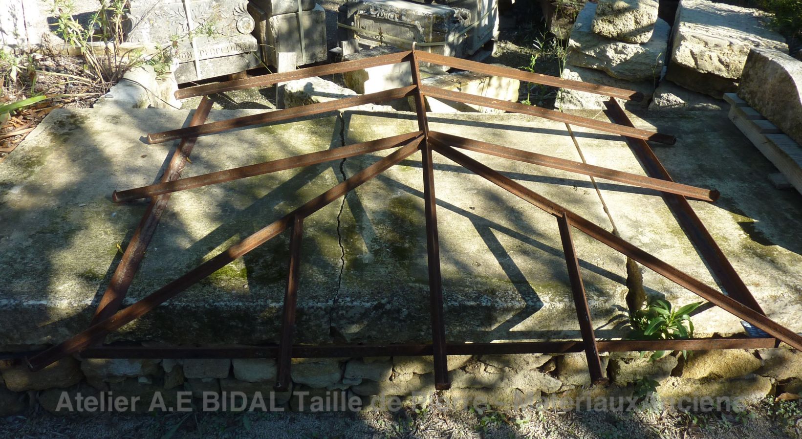 Antique flat wrought iron canopy ** SOLD