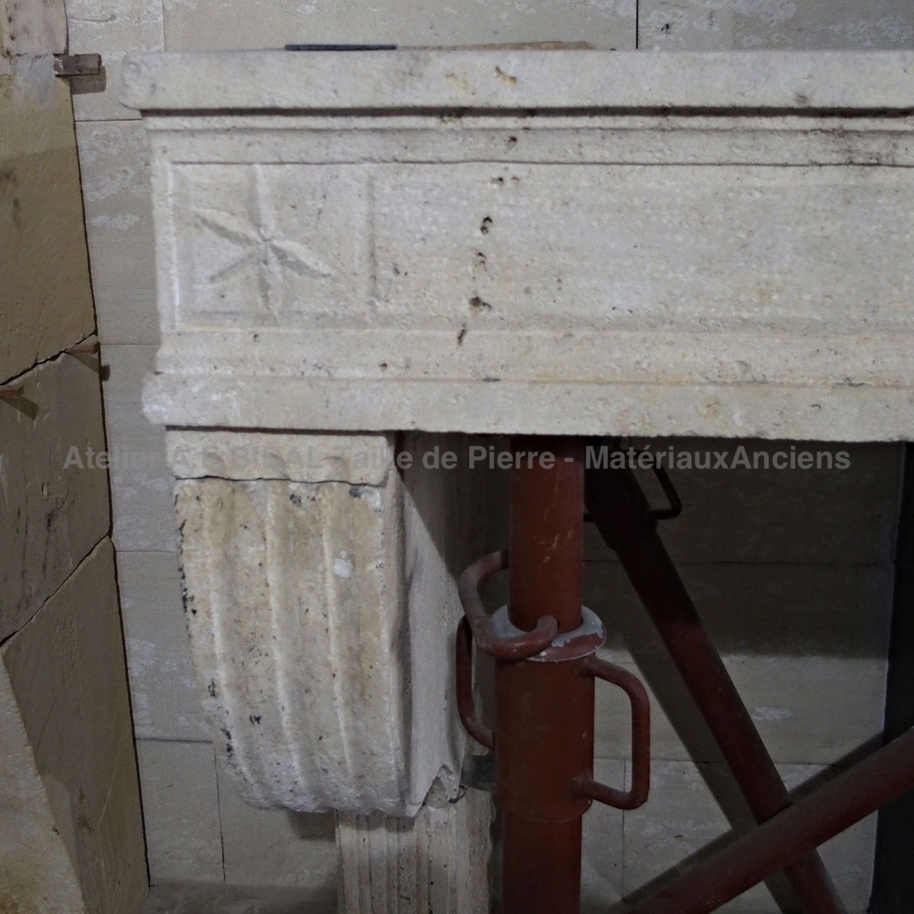 Old stone fireplace - Traditional fireplace of the Frenc 18th century.