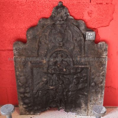 Plaque en fonte Taque de cheminée d'époque Joueur de flûte - Antiquités