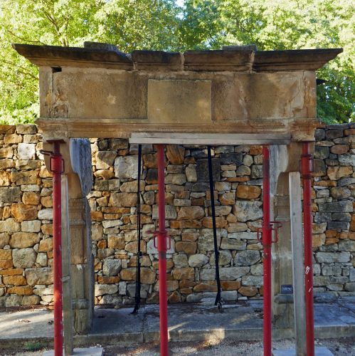 Beautiful Renaissance fireplace: an old fireplace made of very decorative stone.
