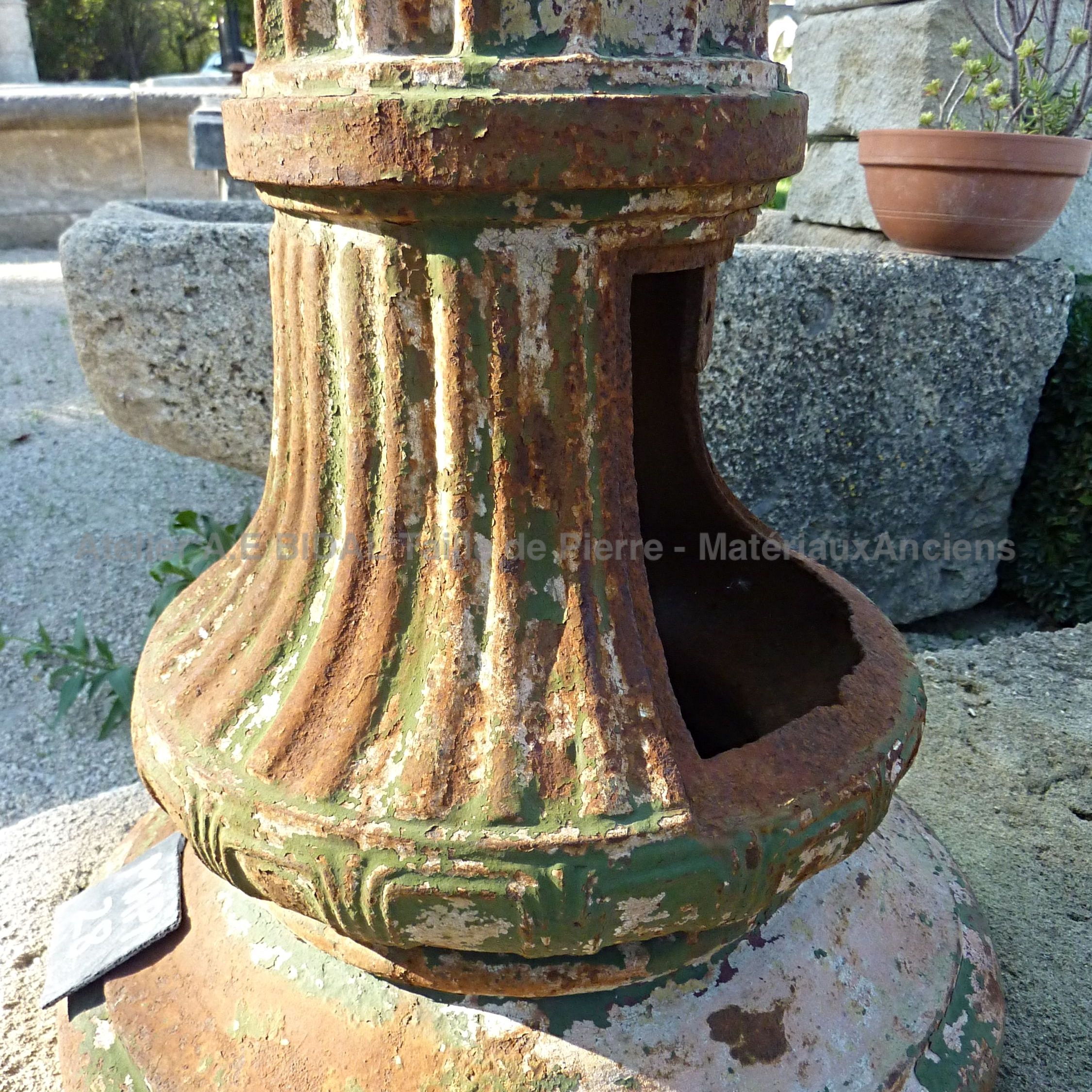 Old 19th century pillar - old cast iron column with elegant appearance.