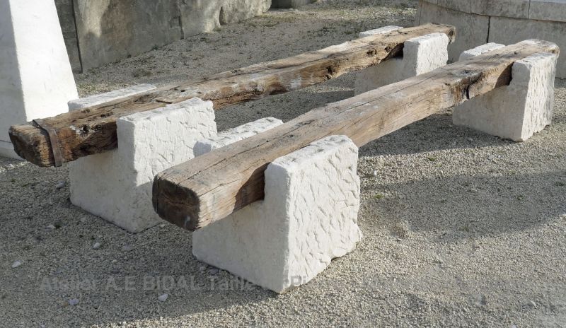 Rustic antique bench full of the Provence charm | Garden bench for sale at Alain BIDAL Antique Materials.