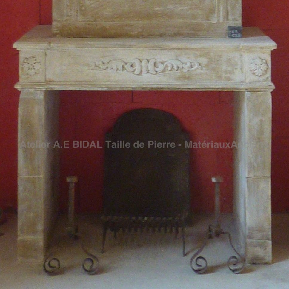 Fireplace made of authentic stone - a vintage stone fireplace.