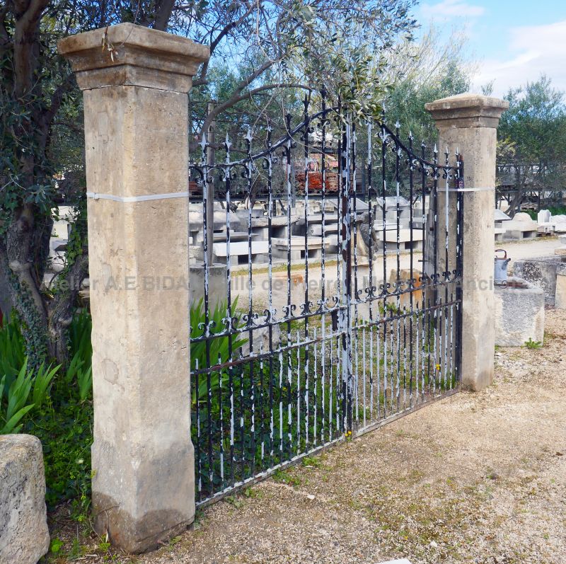 Old rustic gate pillars in weathered stones by The Antique Materials in Provence Alain BIDAL