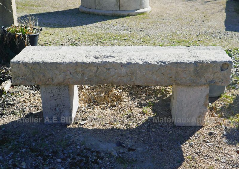 Antique garden furniture : small bench in old stones for garden