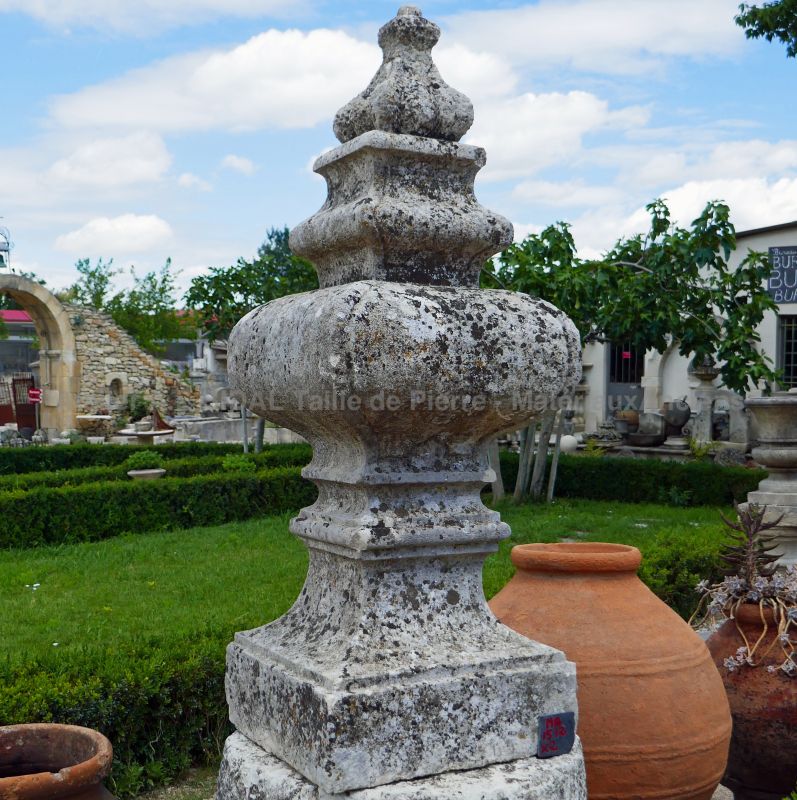 Reclaimed garden decoration in stone by Alain BIDAL Antique Materials in Provence - the pair.