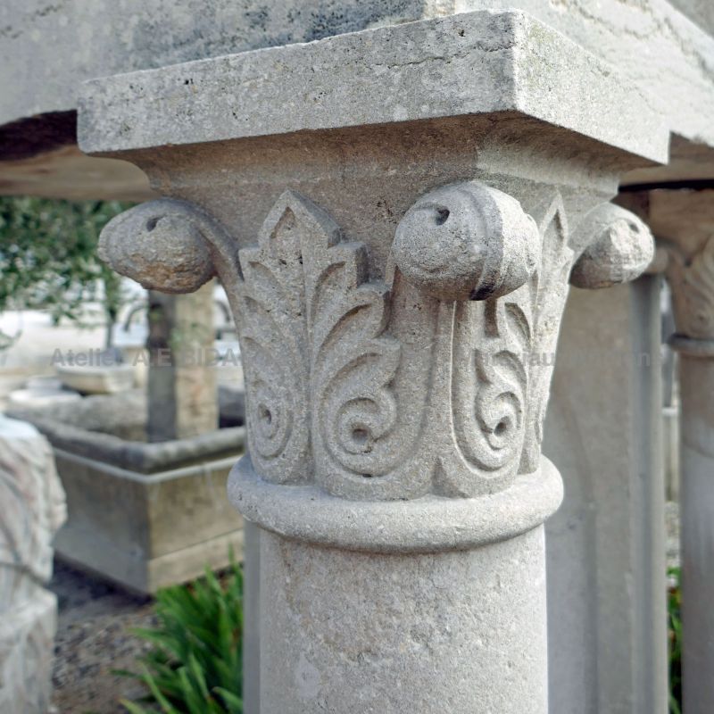 Detail of a beautiful sculpture made by hand on our old stone chapel.