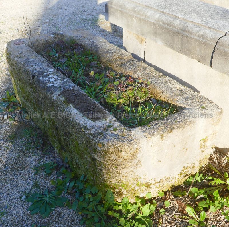 Rustic stone planter - Antique stone trough for sale at Alain Bidal Antique Materials in Provence