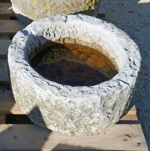 Old round stone trough by Alain BIDAL Antique Materials in Provence