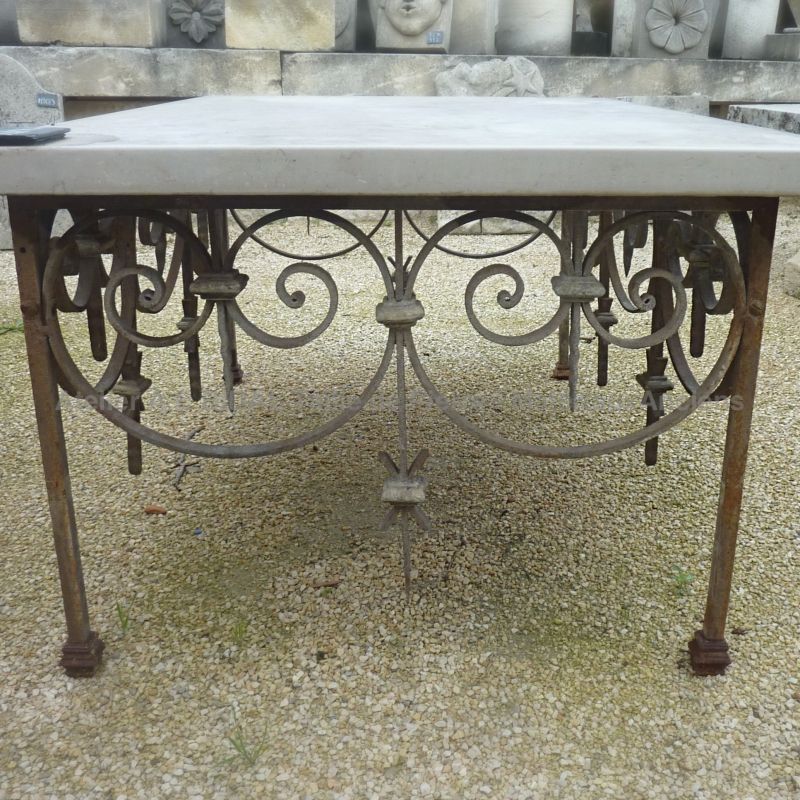 Stone and wrought iron coffee table discount