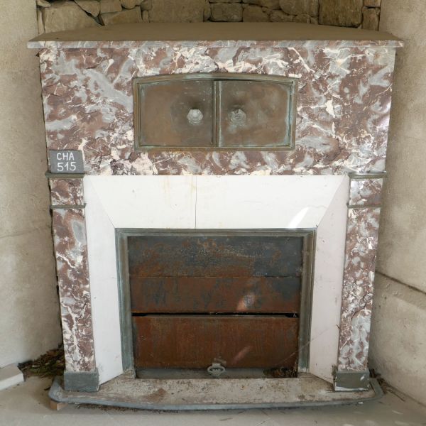 Antique white marble fireplace and red marble fireplace - an ancient marble fireplace combining these two colors.