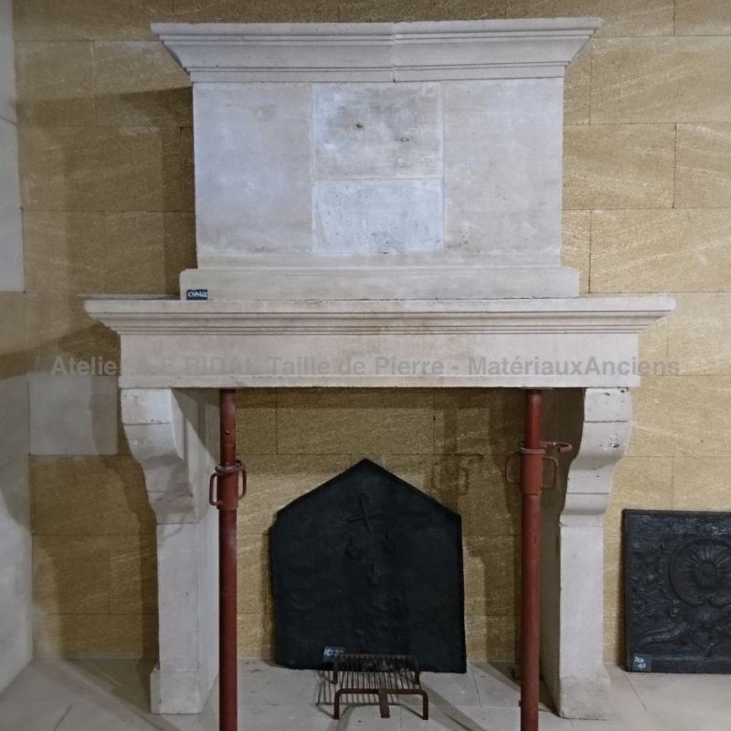 Antique Louis 14 fireplace -  Antique French limestone fireplace.