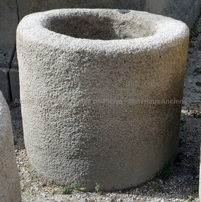 Circular trough - Round stone trough that can either become a small stone planter or a very decorative flowerpot.