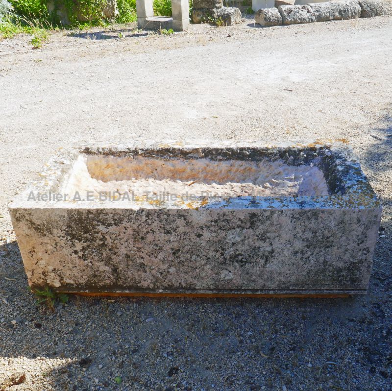 Stone planter : old massive stone trough by Atelier Alain BIDAL, Provence.