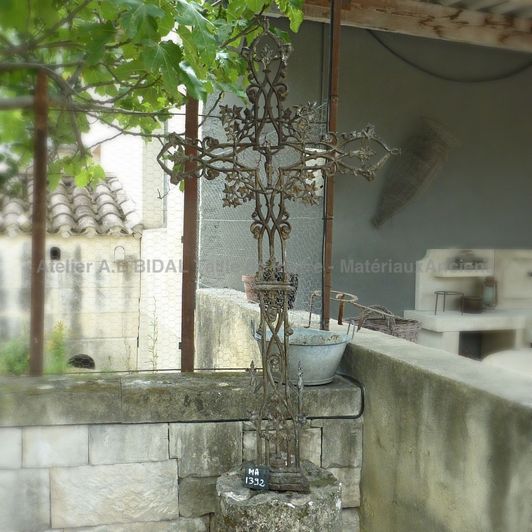 Very beautiful wrought iron cross with Christ for indoor or outdoor ornament.