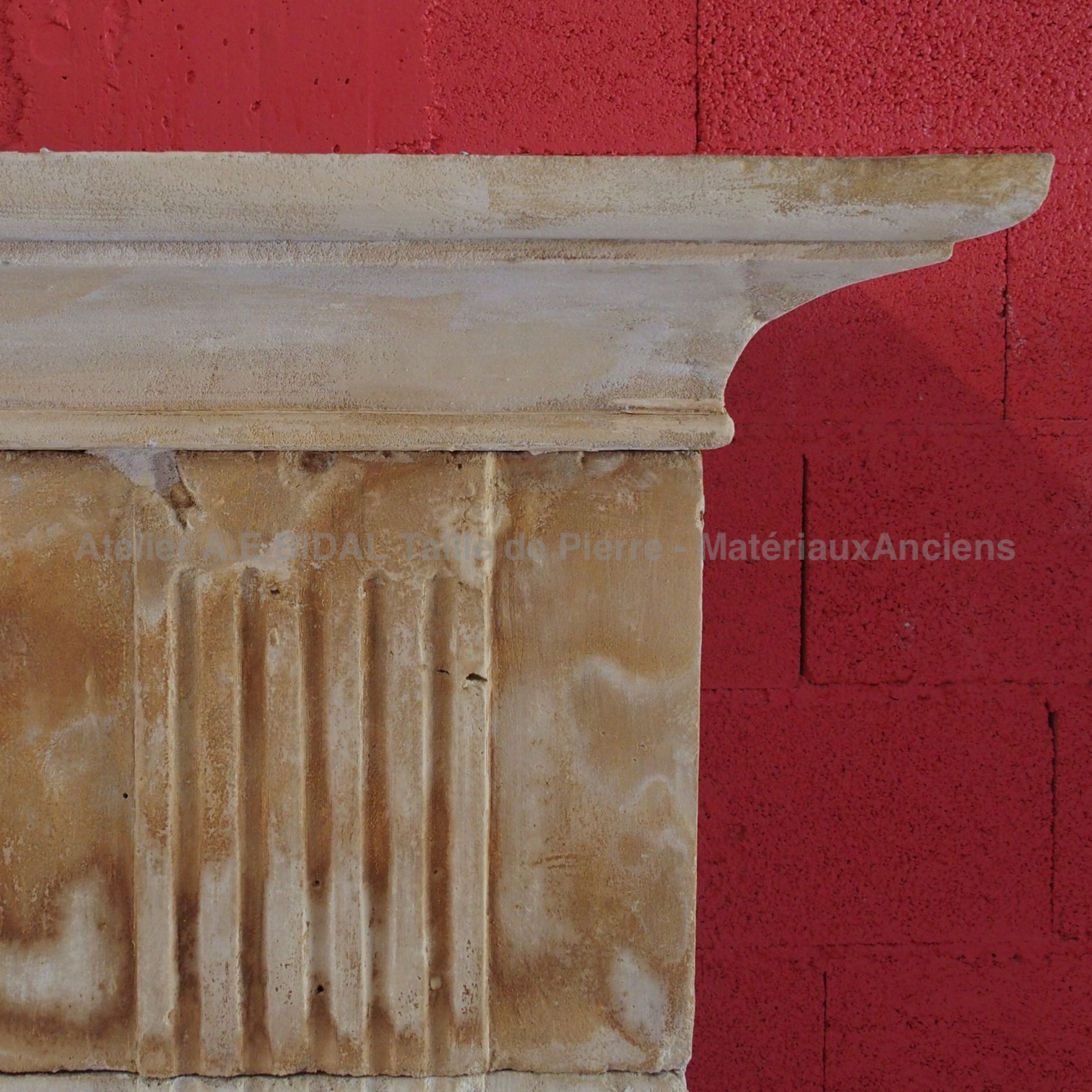Carved details of our old stone fireplace - Louis XVI fireplace.