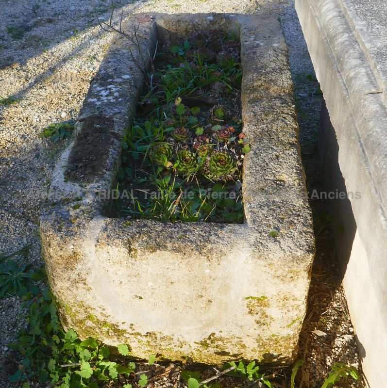 Rustic stone planter - Antique stone trough for sale at Alain Bidal Antique Materials in Provence