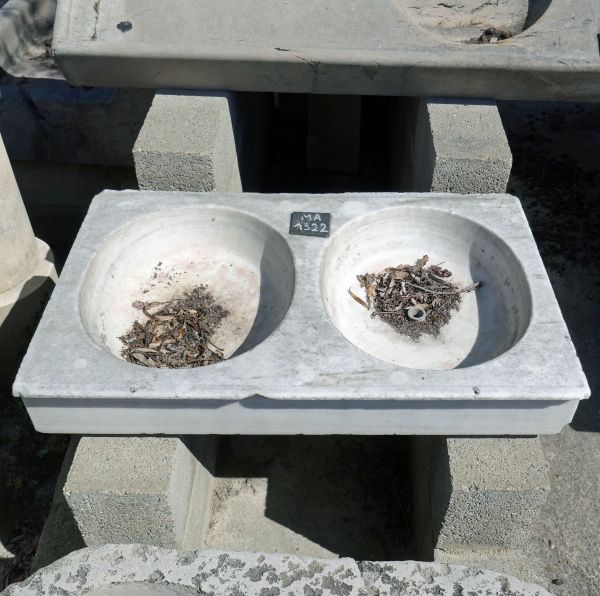Old sink - an outdoor marble sink with double basin.