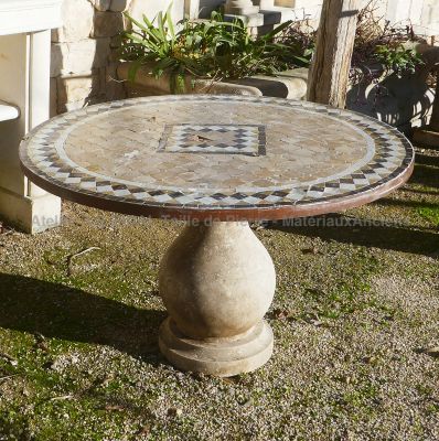 Table D'appoint Ronde De Jardin – Plateau Mosaïque Céramique – Multicolore – Neuf