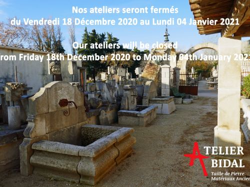 Les Matériaux Anciens Alain Bidal en Provence ǀ Dates de fermeture de fin d'année 2020