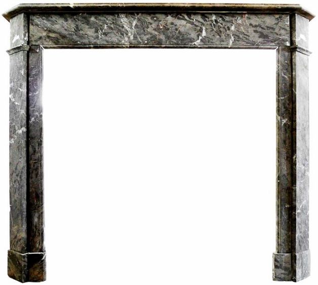 Cheminée marbre gris de type épurée - cheminée ancienne en marbre Louis 16.